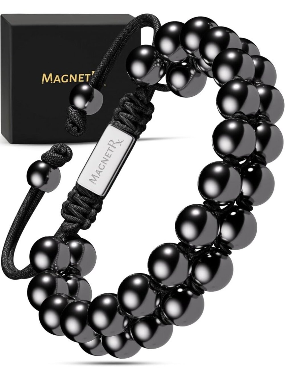 Double Strength 8mm Hematite Magnetic Beaded Bracelet for Wellness & Style